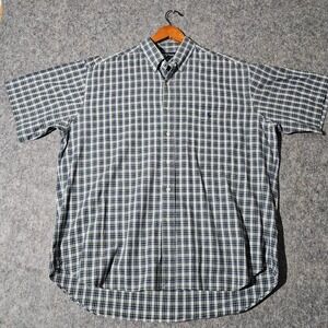 Ralph Lauren Blake Men's Plaid Short Sleeve Button Down Shirt XL Blue Cotton